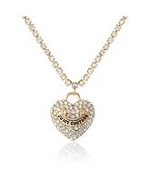 Juicy Couture Pave Heart Cyrstal Chain Pendant Necklace