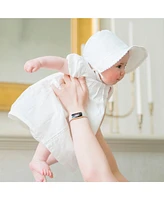 Hope & Henry Baby 3 Piece Special Occasion Linen Pintuck Dress, Diaper Cover, Bonnet Boxed Gift Set, Infant