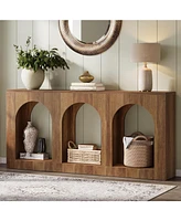Tribesigns 70.9" Console Table with Storage, Wood Entryway Entry 3 Arched Shelves for Foyer, Hallway, Living Room, Behind Couch Sofa,