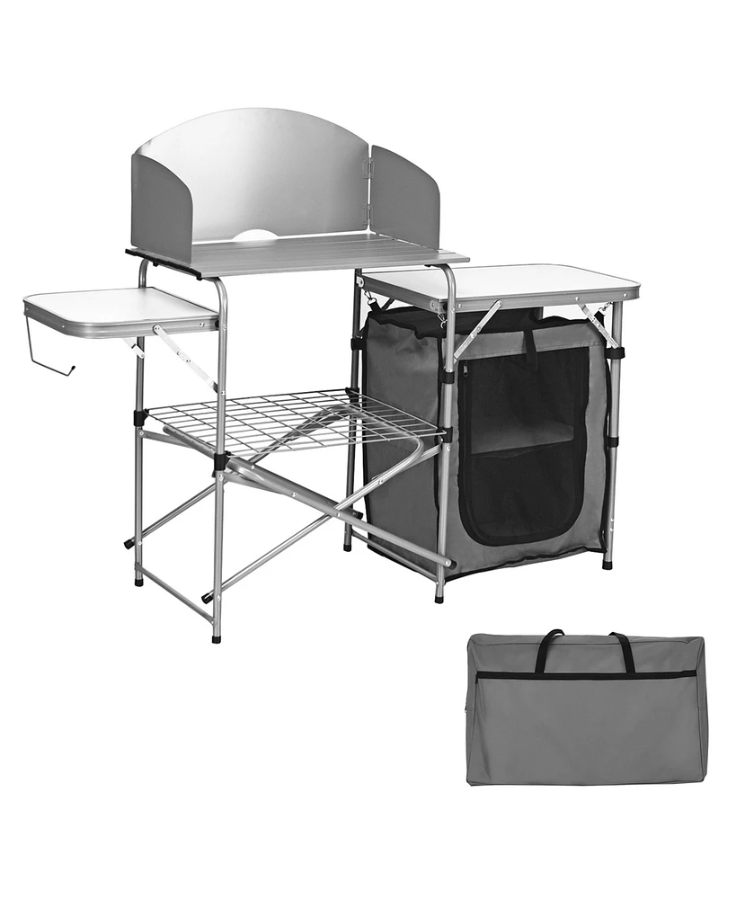 Gymax Folding Outdoor Camping Table Portable Bbq Grill Table w/ Storage Bag