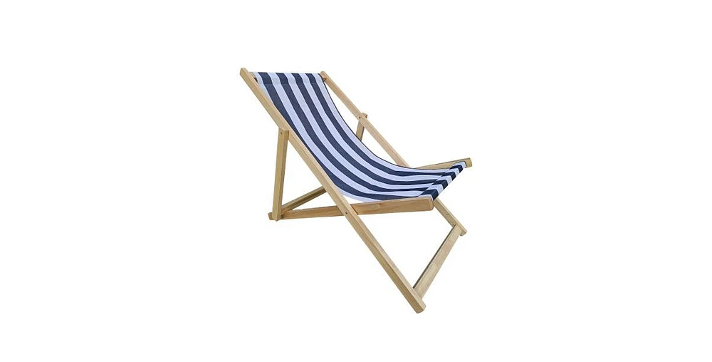 Populus Wood Sling Chair Blue Stripe Broad Blue Stripe Folding Chaise Lounge Chair