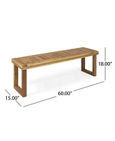 60 inches Natural Acacia Wood Outdoor Bench with Slat Panel Design, Versatile Use for Dining or Relaxation