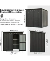 Outdoor Garden Shed Metal Utility Tool Storage Room with Latches and Lockable Door for Balcony