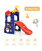 6-in-1 Freestanding Kids Slide with Basketball Hoop and Ring Toss