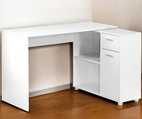 L-Shaped 34" Computer Desk With Dual Drawers for Small Office Spaces