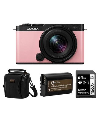 Panasonic Lumix S9 Mirrorless Camera with Lumix S 18-40mm f/4.5-6.3 Lens, Pink, Bundle with Professional 1667x 64GB Uhs-ii Sdxc Memory Card, Alpine 12