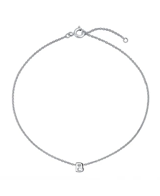 Bling Jewelry Tiny Block Letter Alphabet Initial A-z Dainty Anklet Ankle Bracelet .925 Sterling Silver 9 Inch