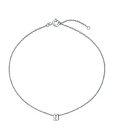 Bling Jewelry Tiny Block Letter Alphabet Initial A-z Dainty Anklet Ankle Bracelet .925 Sterling Silver 9 Inch