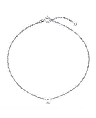 Bling Jewelry Tiny Block Letter Alphabet Initial A-z Dainty Anklet Ankle Bracelet .925 Sterling Silver 9 Inch