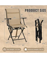 Foldable Swivel Patio Chair with Armrest and Mesh Back