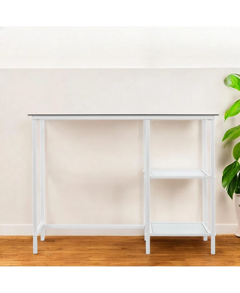 42" Clear and White Glass Writing Desk