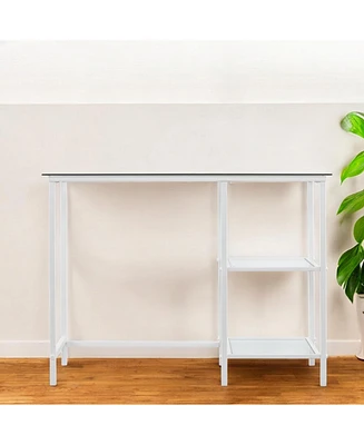 42" Clear and White Glass Writing Desk