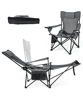 Camping Lounge Chair with Detachable Footrest Adjustable Backrest