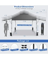10 x 17.6 Feet Outdoor Instant Pop-up Canopy Tent with Dual Half Awnings