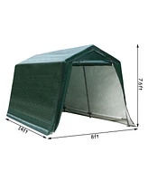 Outdoor Carport Shed with Sidewalls and Waterproof Ripstop Cover