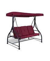 3 Seats Outdoor Swing Hammock with Adjustable Tilt Canopy