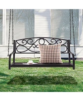 Outdoor 2-Person Metal Porch Swing Chair with Chains