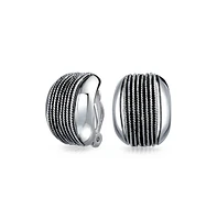 Bling Jewelry Twisted Cable Chain Clip-On Earrings for Non-Pierced Ears Oxidized Silver Brass