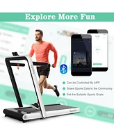 4.75HP 2 In 1 Folding Treadmill with Remote App Control-White