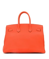 Pre-Owned Hermes Birkin 35 Handbag Orange Togo with Palladium Hardware