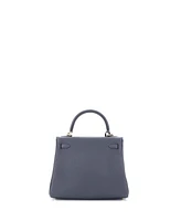 Pre-Owned Hermes Kelly Handbag Grey Togo with Permabrass Hardware