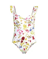 Lands' End Women's Balconette Ruffle High Leg One Piece Swimsuit