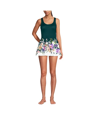 Lands' End Women's Tugless Scallop Swim Dress Swimsuit