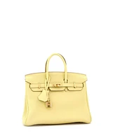 Pre-Owned Hermes Birkin 25 Handbag Yellow Togo with Gold Hardware