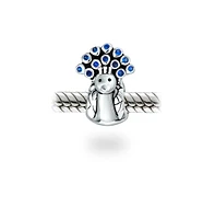 Bling Jewelry Peacock Charm Bead Royal Blue Cz Sterling Silver for European Bracelet