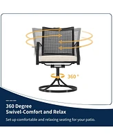 6-Piece Metal Outdoor Patio Dining Set with Square Table with 1.65 in. Umbrella Hole and Swivel Chairs
