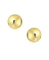 Bling Jewelry Classic Minimalist Tiny Simple Round Ball Yellow 14K Real Gold Ball Stud Earrings Screw Back