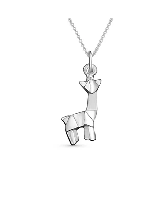 Bling Jewelry 3D Geometric Origami Jewelry Giraffe Llama Pendant Necklace Sterling Silver