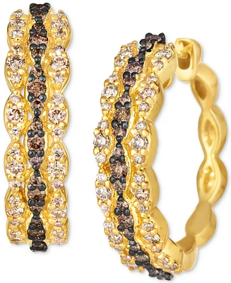Le Vian Nude Diamond & Chocolate Diamond Wavy Small Hoop Earrings (3/4 ct. t.w.) in 14k Gold, 0.79"