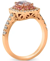 Le Vian Peach Morganite (1 ct. t.w.), Passion Fruit Tourmaline (1/3 ct. t.w.), & Nude Diamond (3/8 ct. t.w.) Halo Ring in 14k Rose Gold