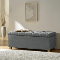 Lauris Classic Tufted Design Storage Bench with Nailhead Trim