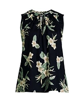 Lands' End Women's Linen Blend Notch Neck Swing Tank Top