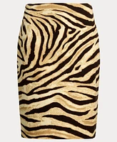 Lauren Ralph Women's Zebra-Print Linen-Cotton Pencil Skirt