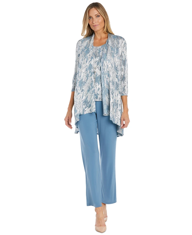 R & M Richards Petite Metallic Swing Jacket, Tank and Pants 3-Pc. Set