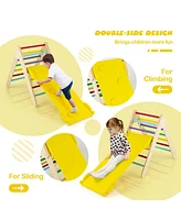 3-in-1 Wooden Climbing Triangle Set Triangle Climber with Ramp
