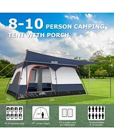 6-8 Person Camping Tent with Double Rooms and 2 Doors