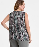 Kasper Plus Dot-Print Keyhole Top