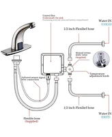 Automatic Sensor Touchless Bathroom Sink Faucet With Deck Plate Brushed Nickel