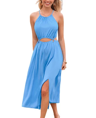 Cupshe Women's Midsummer Glow Blue Maxi Beach Dress