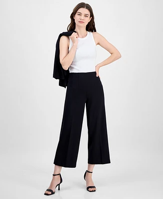Anne Klein Women's High-Rise Pull-On Crop Wide-Leg Pants