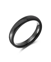 Bling Jewelry Basic Plain Simple Dome Classic Black Rose Gold Plated Titanium Band Ring Comfort Fit