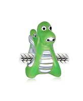 Bling Jewelry Friendly Green Dinosaur Charm Bead Sterling Silver for European Bracelet