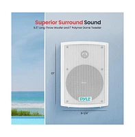 Pyle PDWR63 6.5" Indoor/Outdoor Waterproof Wall Mount Speakers - 350W, White, Pair