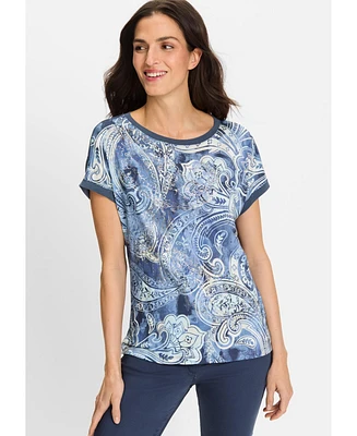 Olsen Women's Paisley and Foil Print T-Shirt