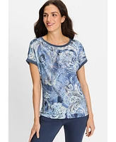 Olsen Women's Paisley and Foil Print T-Shirt
