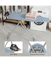 Full Size Ironing Board with Rest, 57" x 15" Carbon Steel Table, 7-Level Height & Heat Resistant Cover